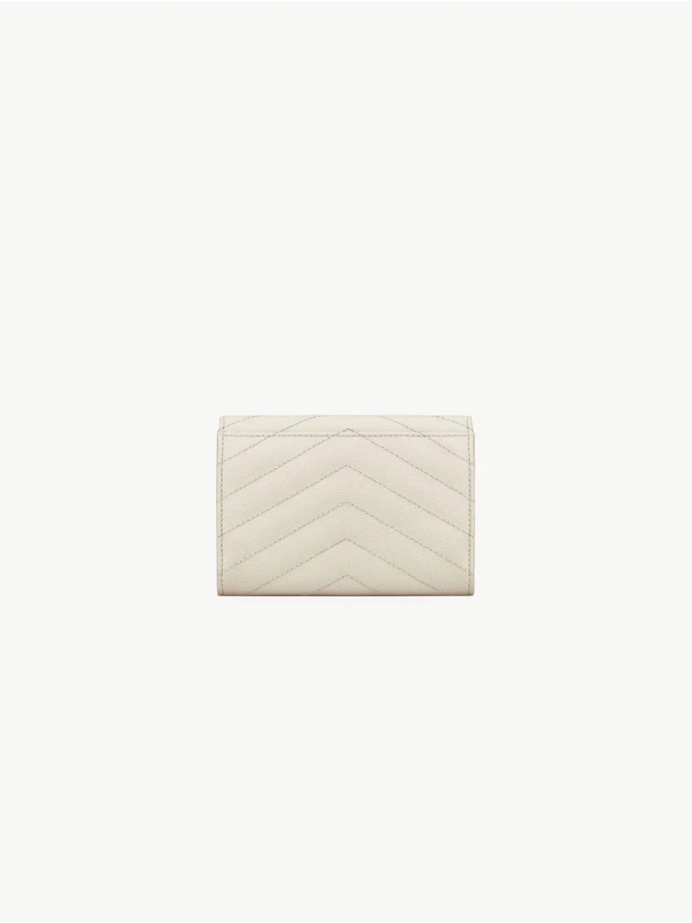 Saint Laurent Cream Cassandre Matelasse Small Envelope Wallet in Grain De Poudre